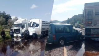 Milas’ta Korkunç Kaza, 2 TIR, 1 Otomobil Çarpıştı 3 Kişi Yaralandı